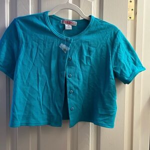 Women's Teal Button-Up Cardigan